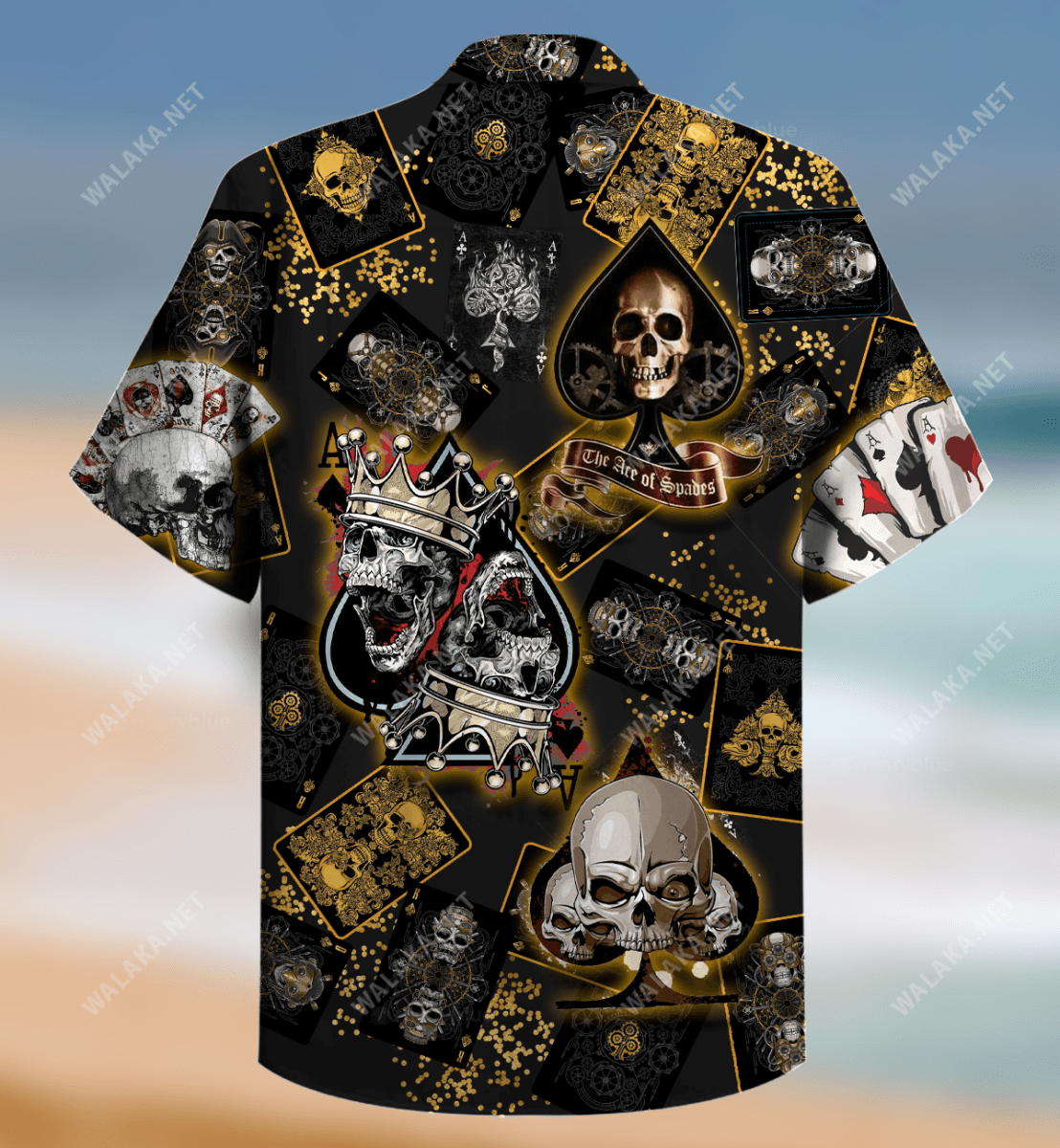 Dangerous Skull Poker Unisex Hawaiian Shirt, Hawaiian Shirt Gift, Christmas Gift