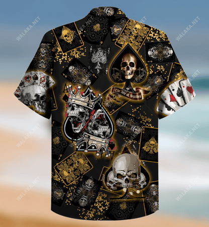 Dangerous Skull Poker Unisex Hawaiian Shirt, Hawaiian Shirt Gift, Christmas Gift