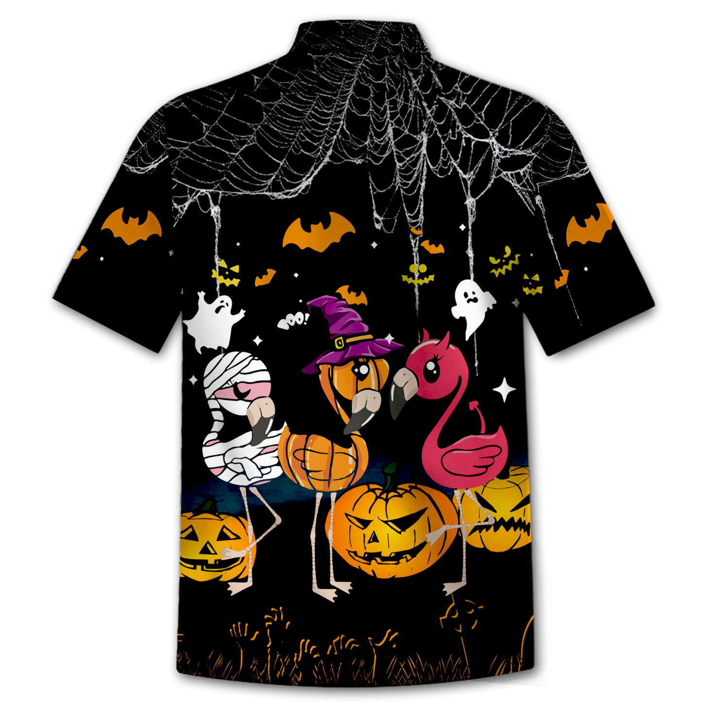 Flamingo Chibi Halloween Hawaiian Shirt_ Hawaiian Shirt Gift, Christmas Gift