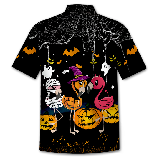 Flamingo Chibi Halloween Hawaiian Shirt_ Hawaiian Shirt Gift, Christmas Gift