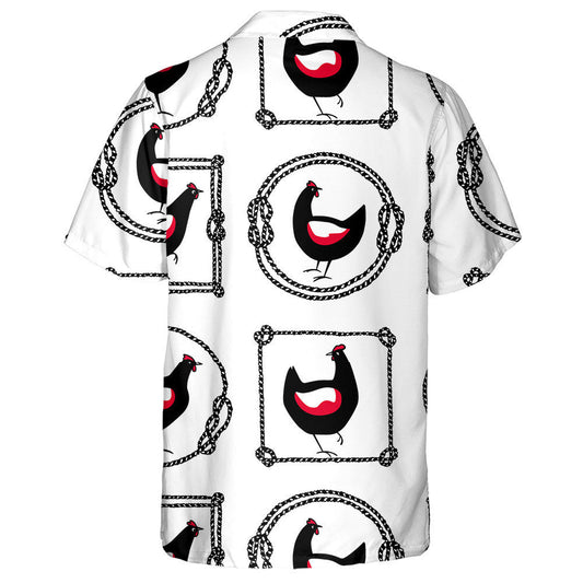 Black And Red Chickens In Rope Shape Frames Hawaiian Shirt, Hawaiian Shirt Gift, Christmas Gift