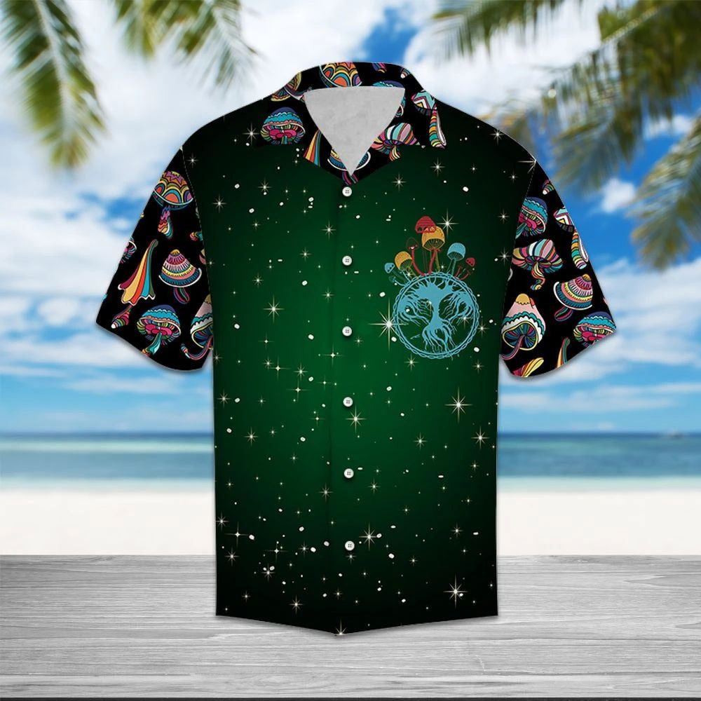 Twinkle Star In Green Theme Mushroom Forest Hawaiian Shirt, Hawaiian Shirt Gift, Christmas Gift