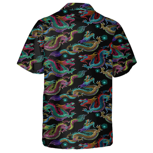 Chinese Classical Embroidery Asian Dragon On Black Hawaiian Shirt, Hawaiian Shirt Gift, Christmas Gift