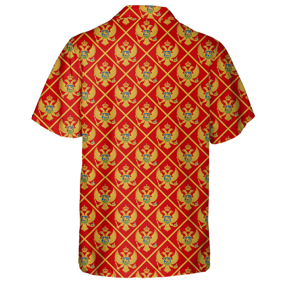 Montenegro Flag With Golf Eagles In Rhombus Frames Hawaiian Shirt, Hawaiian Shirt Gift, Christmas Gift