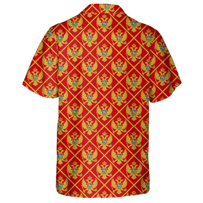 Montenegro Flag With Golf Eagles In Rhombus Frames Hawaiian Shirt, Hawaiian Shirt Gift, Christmas Gift