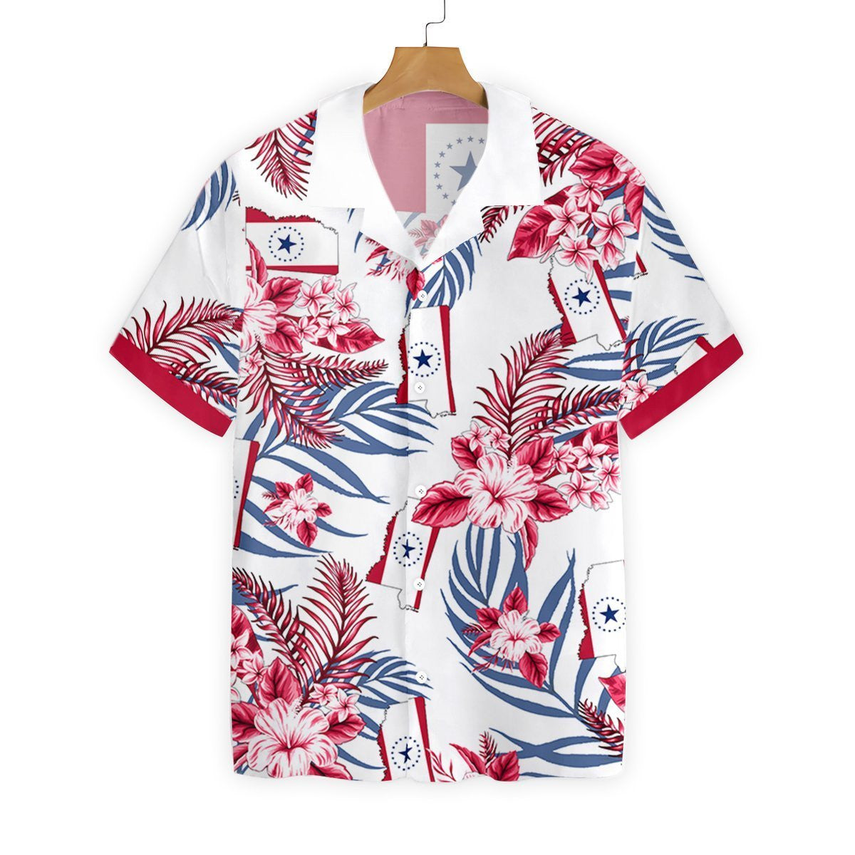 Pink US State Mississippi Proud Background Hawaiian Shirt,Hawaiian Shirt Gift, Christmas Gift