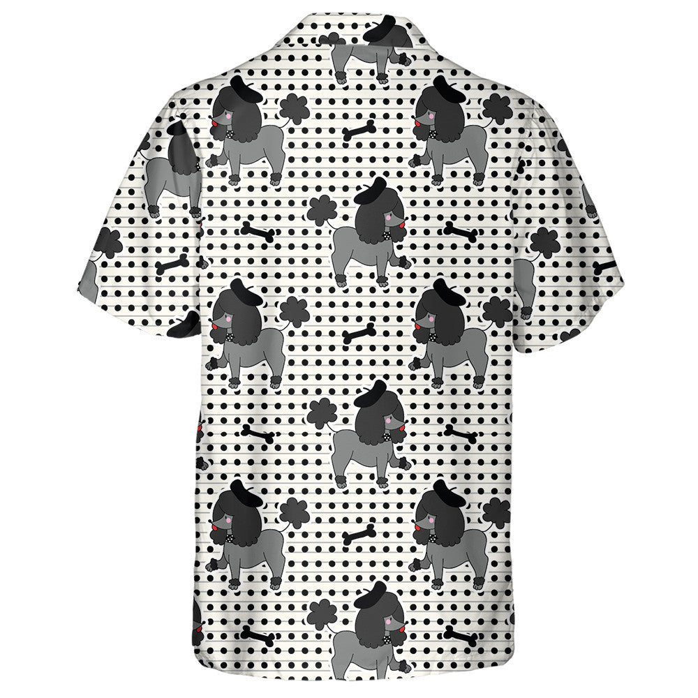 Black Poodle Puppy Dog With Bone Hawaiian Shirt, Hawaiian For Gift