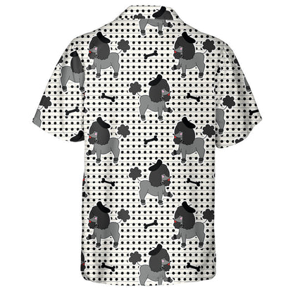 Black Poodle Puppy Dog With Bone Hawaiian Shirt, Hawaiian For Gift