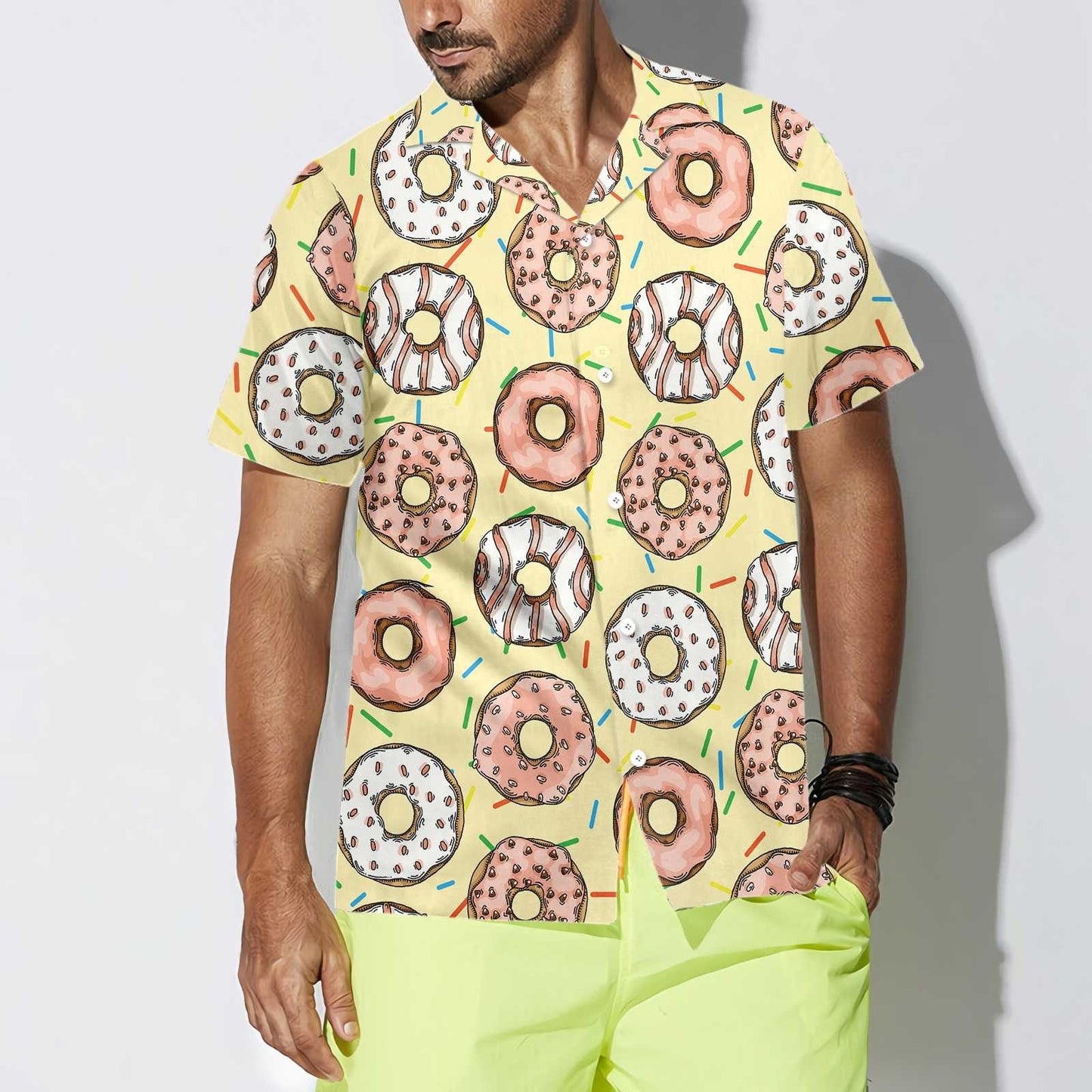 Donut Is My Life On Light Yellow Design Hawaiian Shirt, Hawaiian Shirt Gift, Christmas Gift