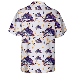 Abstract Wolf With Purple And Gold Lightning Hawaiian Shirt, Hawaiian Shirt Gift, Christmas Gift