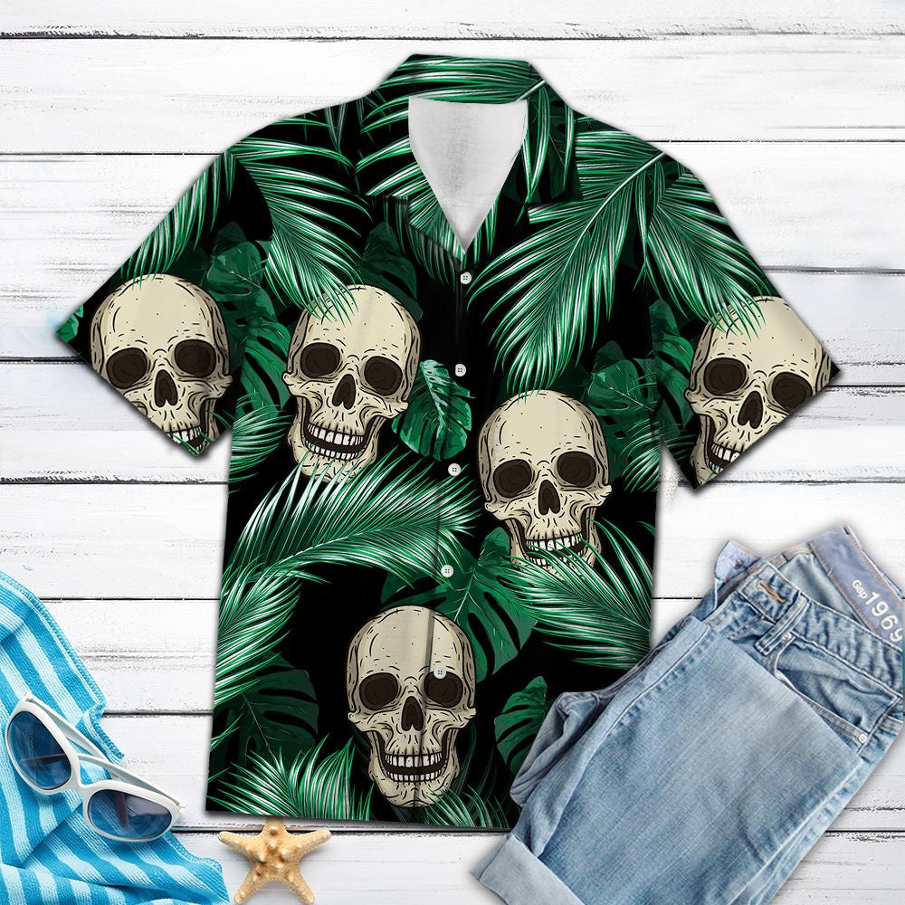 Gothic Skull Find Me Under The Palm Pattern Hawaiian Shirt, Hawaiian Shirt Gift, Christmas Gift