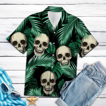 Gothic Skull Find Me Under The Palm Pattern Hawaiian Shirt, Hawaiian Shirt Gift, Christmas Gift