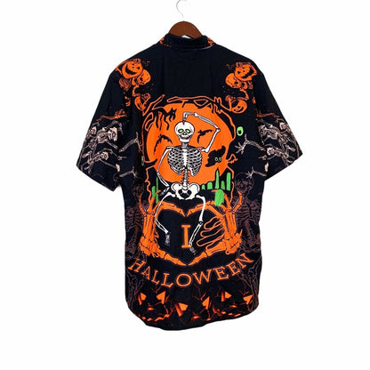 I Love Halloween Black Pumpkin Background Hawaiian Shirt, Hawaiian Shirt Gift, Christmas Gift