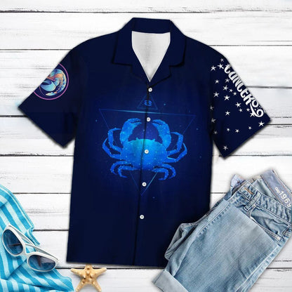 Awesome Cancer Horoscope Crab Zodiac Sign Themed Hawaiian Shirt, Hawaiian Shirt Gift, Christmas Gift