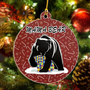 Autism awareness mama bear Ornament, Christmas Ornament Gift, Christmas Gift, Christmas Decoration