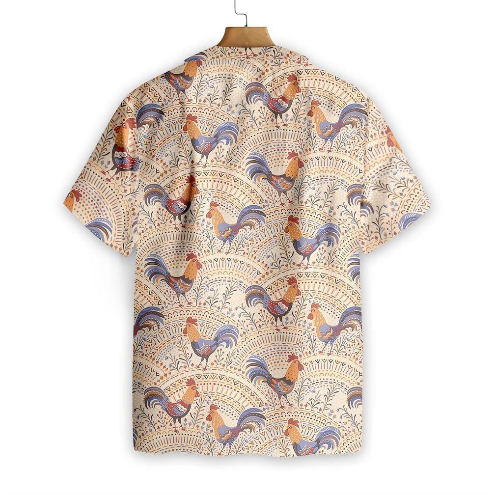 Hand Drawn Boho Ornaments Chicken Pattern Design Hawaiian Shirt, Hawaiian Shirt Gift, Christmas Gift