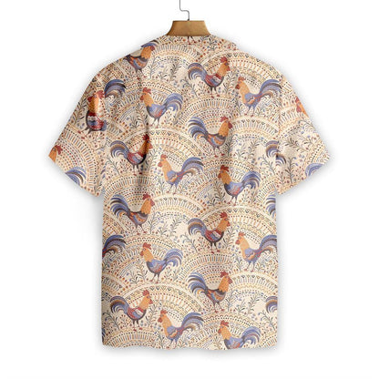 Hand Drawn Boho Ornaments Chicken Pattern Design Hawaiian Shirt, Hawaiian Shirt Gift, Christmas Gift
