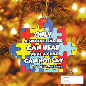 Autism Awareness Thanks To Teacher Custom Ornament, Christmas Ornament Gift, Christmas Gift, Christmas Decoration