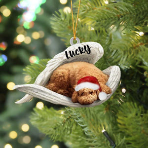 Personalized Black Poodle Sleeping Angel Christmas Flat Acrylic Dog Ornament Memorial Dog Gift, Christmas Gift