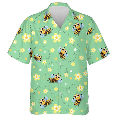 Watercolor Honey Bees Fly In A Flower Meadow Hawaiian Shirt, Hawaiian Shirt Gift, Christmas Gift