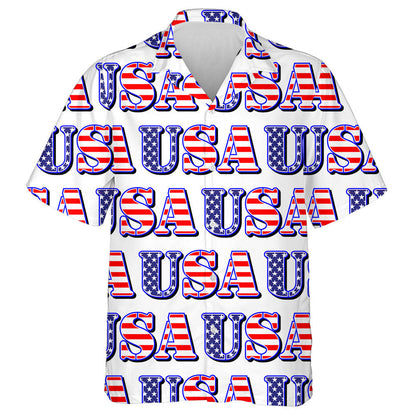 USA Sign With Stripes And Stars For Patriotic Pattern Hawaiian Shirt, Hawaiian Shirt Gift, Christmas Gift