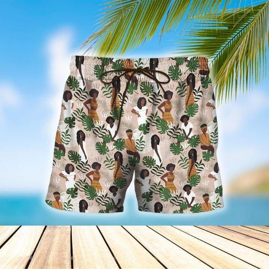 Black Women Tropical Background Design Hawaiian Shirt And Short, Hawaiian Shirt Gift, Christmas Gift