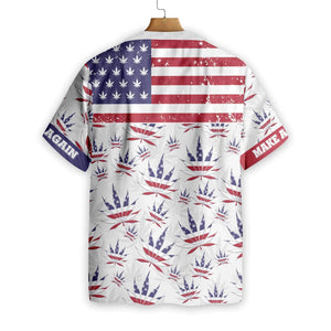 America Marijuana Leaf On White Design Hawaiian Shirt, Hawaiian For Gift