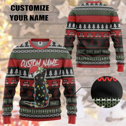 3D Custom Schwarze Katze Hässliche Weihnachten T-Shirt Hoodie Bekleidung
