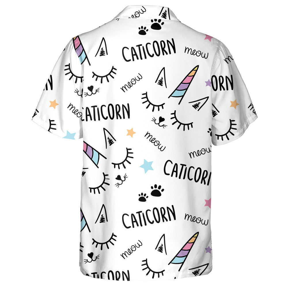 Cat Unicorn Texture In Cartoon Style Hawaiian Shirt, Hawaiian For Gift