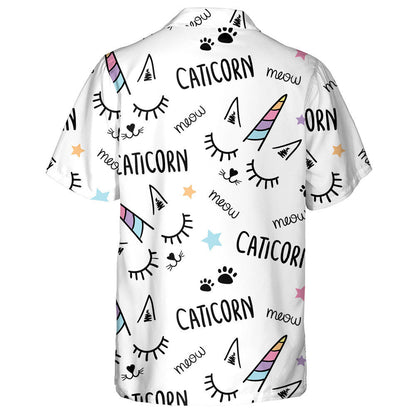 Cat Unicorn Texture In Cartoon Style Hawaiian Shirt, Hawaiian For Gift