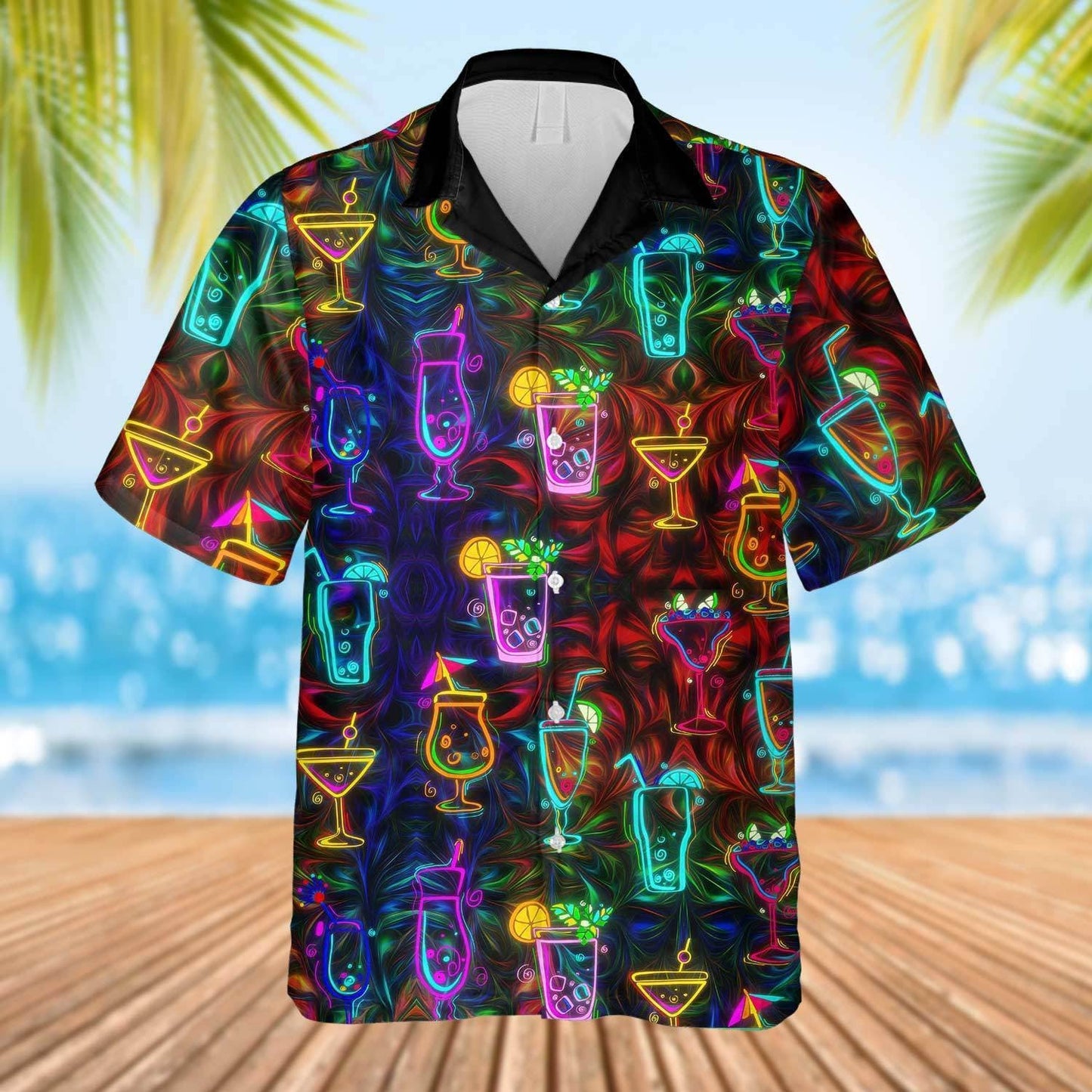 Dark Love Cocktails - Bartender Pattern Hawaiian Shirt,Hawaiian Shirt Gift, Christmas Gift