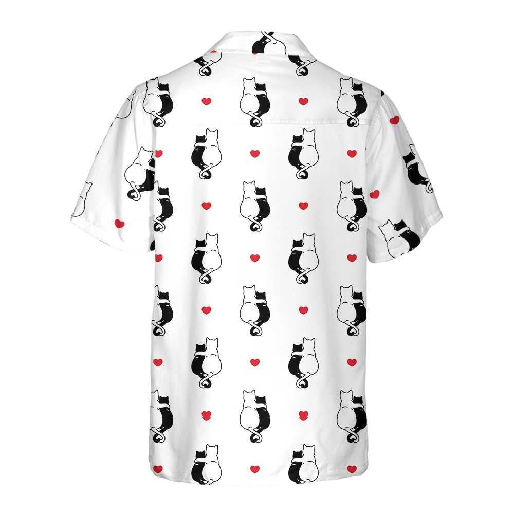 Valentine Heart Kitten Cartoon White Background Hawaiian Shirt,Hawaiian Shirt Gift, Christmas Gift