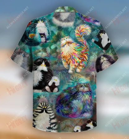 Amazing Furball Cat Unisex Hawaiian Shirt Ocean Short Sleeve Best Hawaiian Shirts Hawaiian Shirts For Men, Hawaiian Shirt Christmas Gift