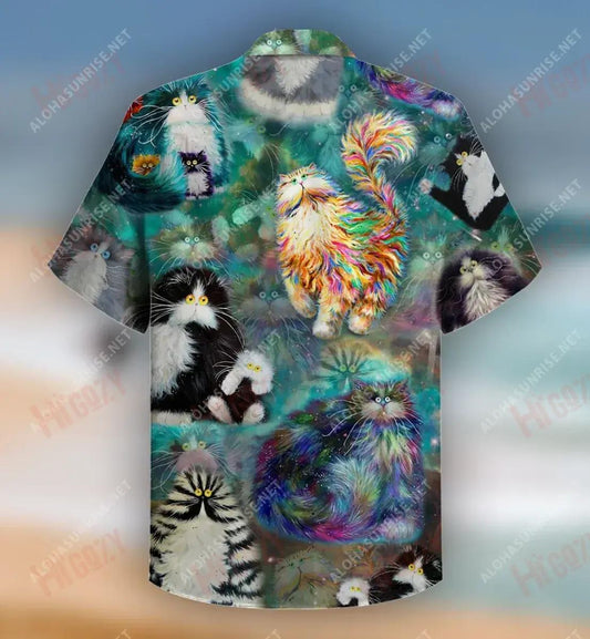 Amazing Furball Cat Unisex Hawaiian Shirt Ocean Short Sleeve Best Hawaiian Shirts Hawaiian Shirts For Men, Hawaiian Shirt Christmas Gift
