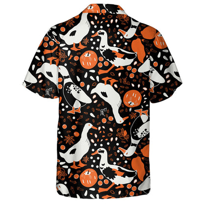 Hand Drawn Ducks Apples Leaf And Seeds Hawaiian Shirt, Hawaiian Shirt Gift, Christmas Gift