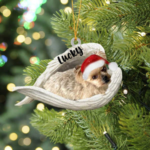 Personalized Yorkshire Terrier Sleeping Angel Christmas Flat Acrylic Dog Ornament Memorial Dog Gift, Pet Love Gift