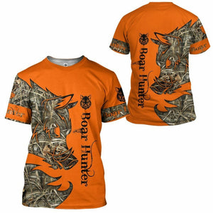 3D Orange Boar Hunter Custom Tshirt Hoodie Apparel