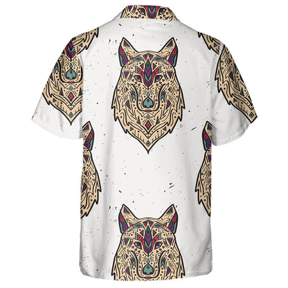 Boho Design With Tribal Style Wolf Ethnic Ornaments Hawaiian Shirt, Hawaiian Shirt Gift, Christmas Gift