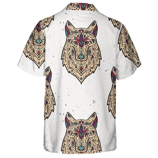 Boho Design With Tribal Style Wolf Ethnic Ornaments Hawaiian Shirt, Hawaiian Shirt Gift, Christmas Gift