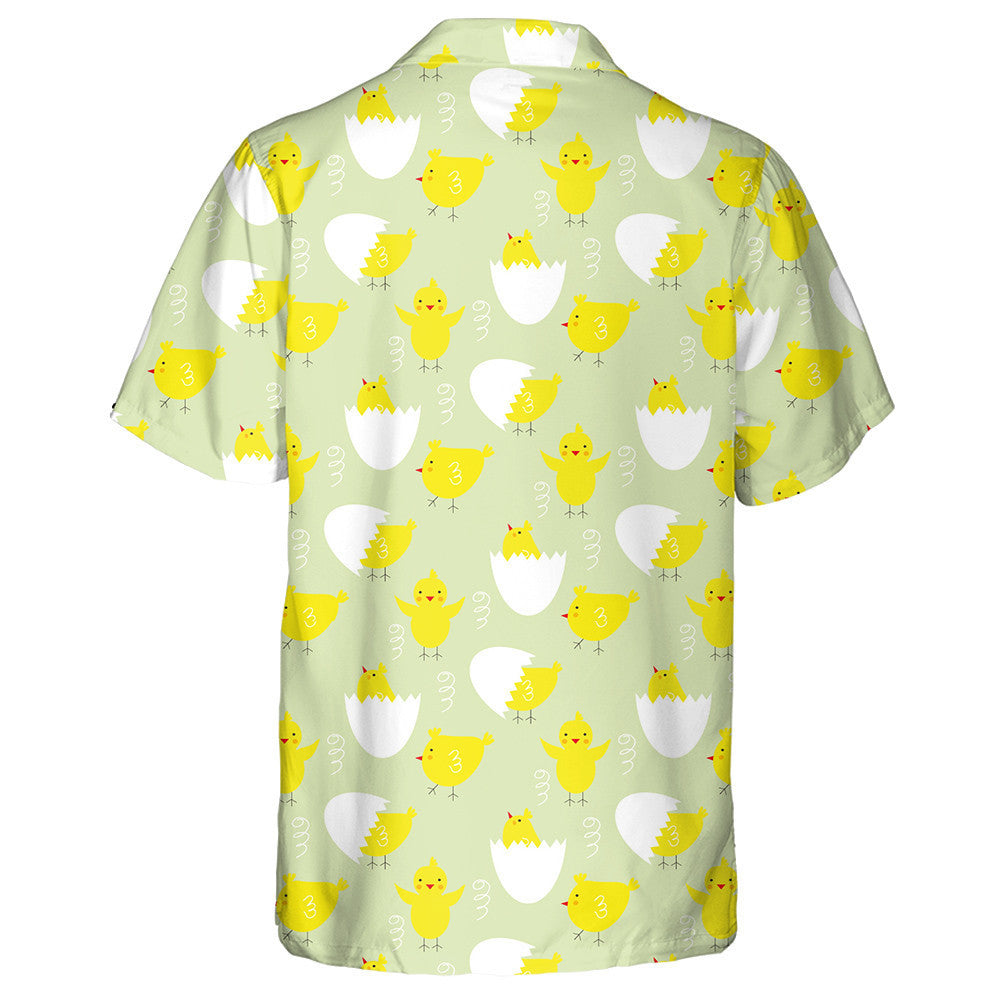 Funny Cute Yellow Chicken With Half Egg Shell Hawaiian Shirt, Hawaiian Shirt Gift, Christmas Gift
