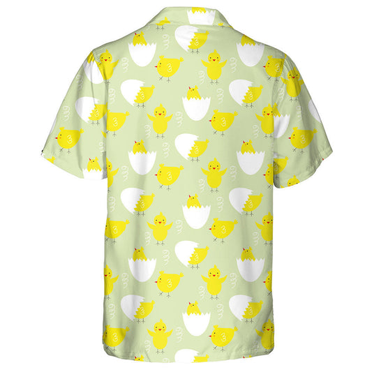 Funny Cute Yellow Chicken With Half Egg Shell Hawaiian Shirt, Hawaiian Shirt Gift, Christmas Gift