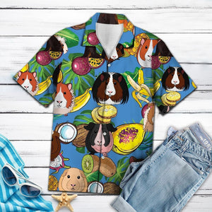 Guinea Pig Love Fruit On Blue Hawaiian Shirt,Hawaiian Shirt Gift, Christmas Gift