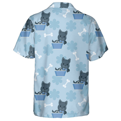 Scotch Terrier In A Blue Basket Isolated Background Hawaiian Shirt, Hawaiian Shirt Gift, Christmas Gift