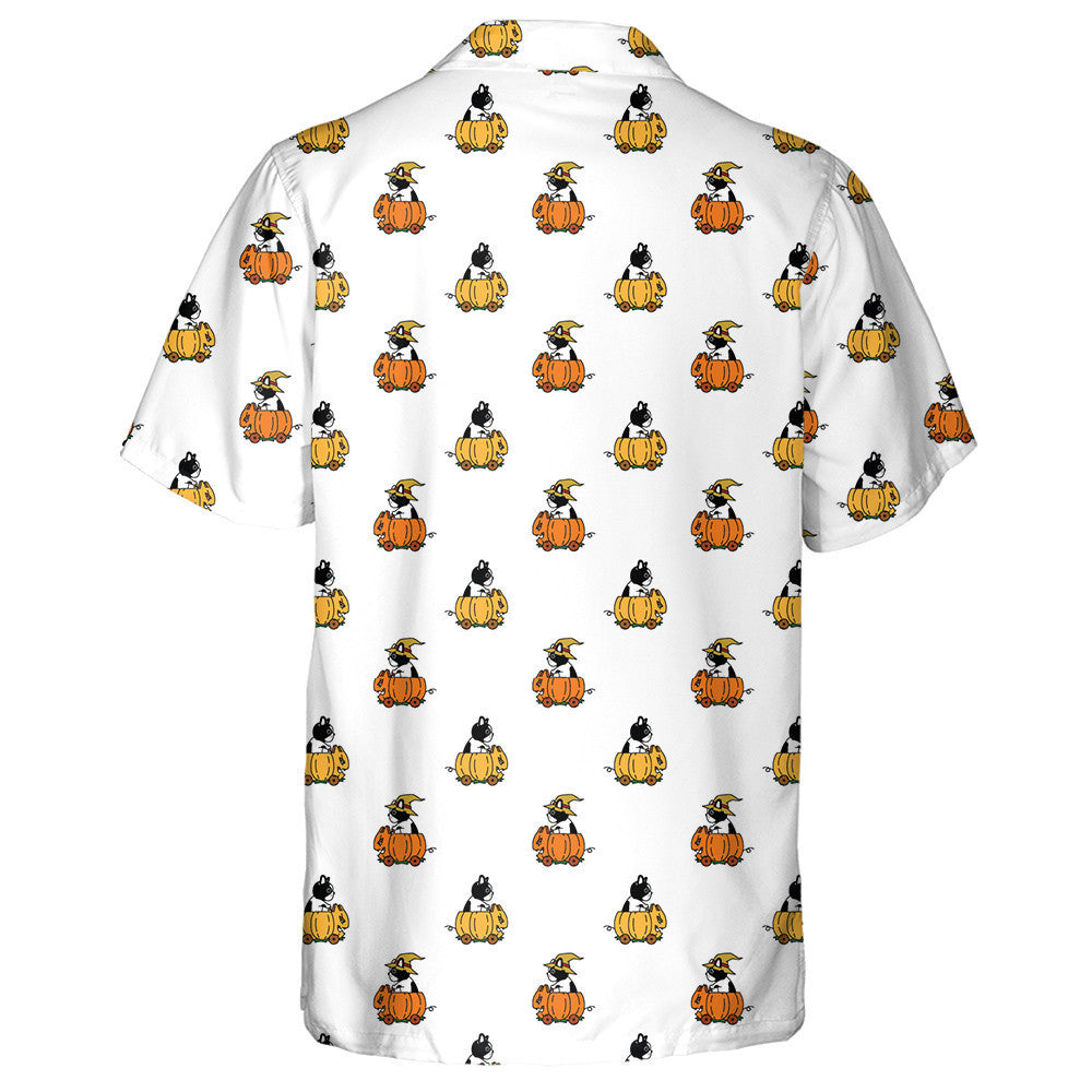 Bulldog Halloween Pumpkin Car Riding Puppy Witch Cartoon Hawaiian Shirt, Hawaiian Shirt Gift, Christmas Gift