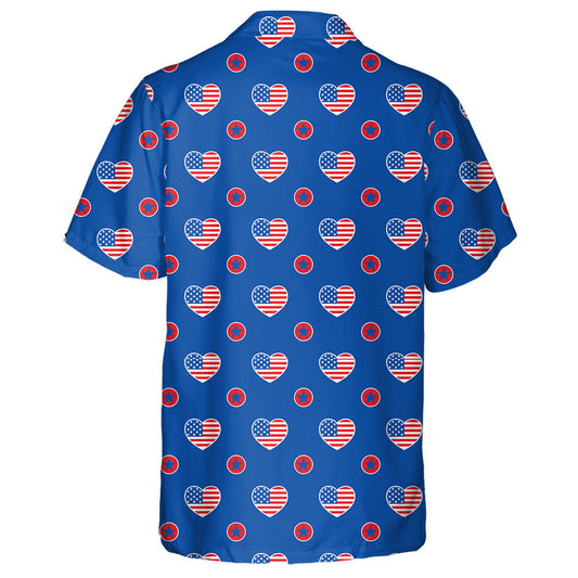 Big Love For America With Heart Shapes And Stars Hawaiian Shirt, Hawaiian Shirt Gift, Christmas Gift
