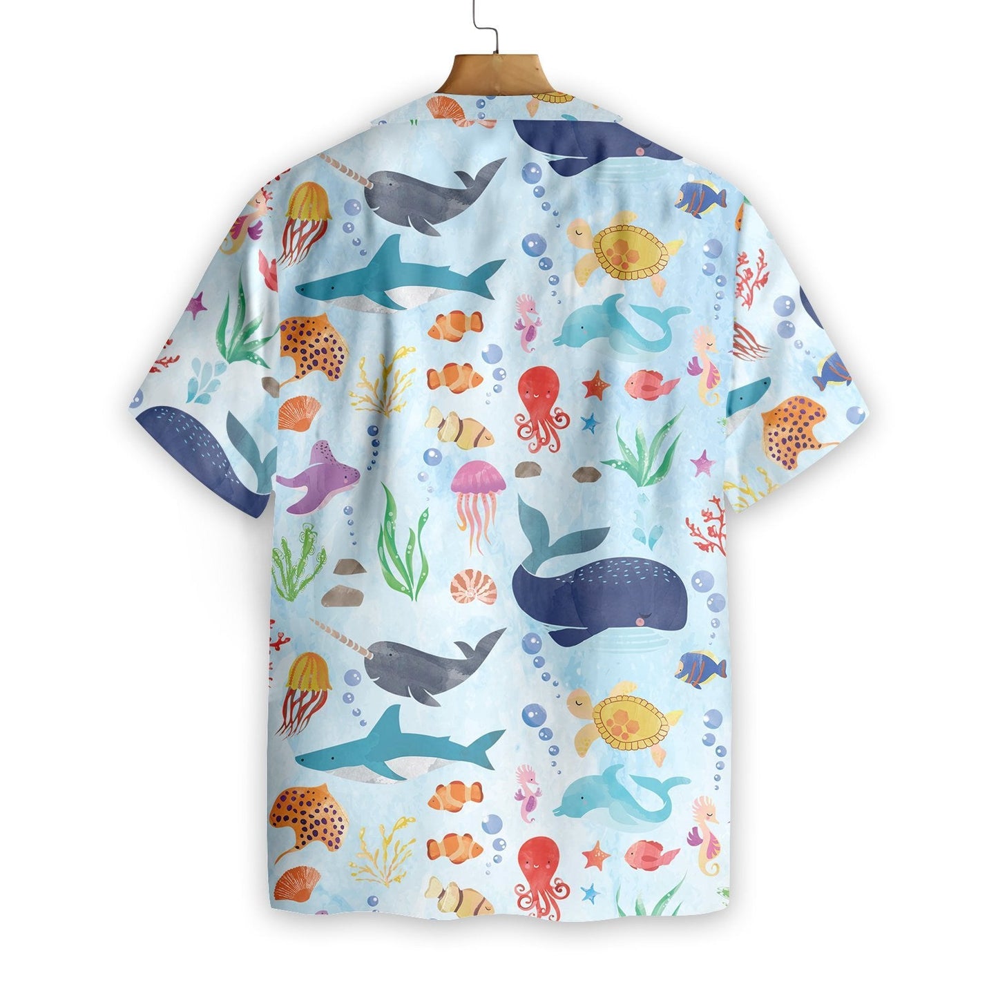Ocean Fish Pattern In Blue Sea Design Hawaiian Shirt, Hawaiian Shirt Gift, Christmas Gift