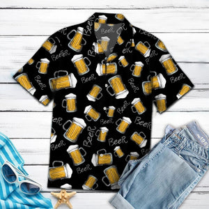 Amazing Beer Cups And Hand Drawn Text Pattern Hawaiian Shirt, Hawaiian Shirt Gift, Christmas Gift