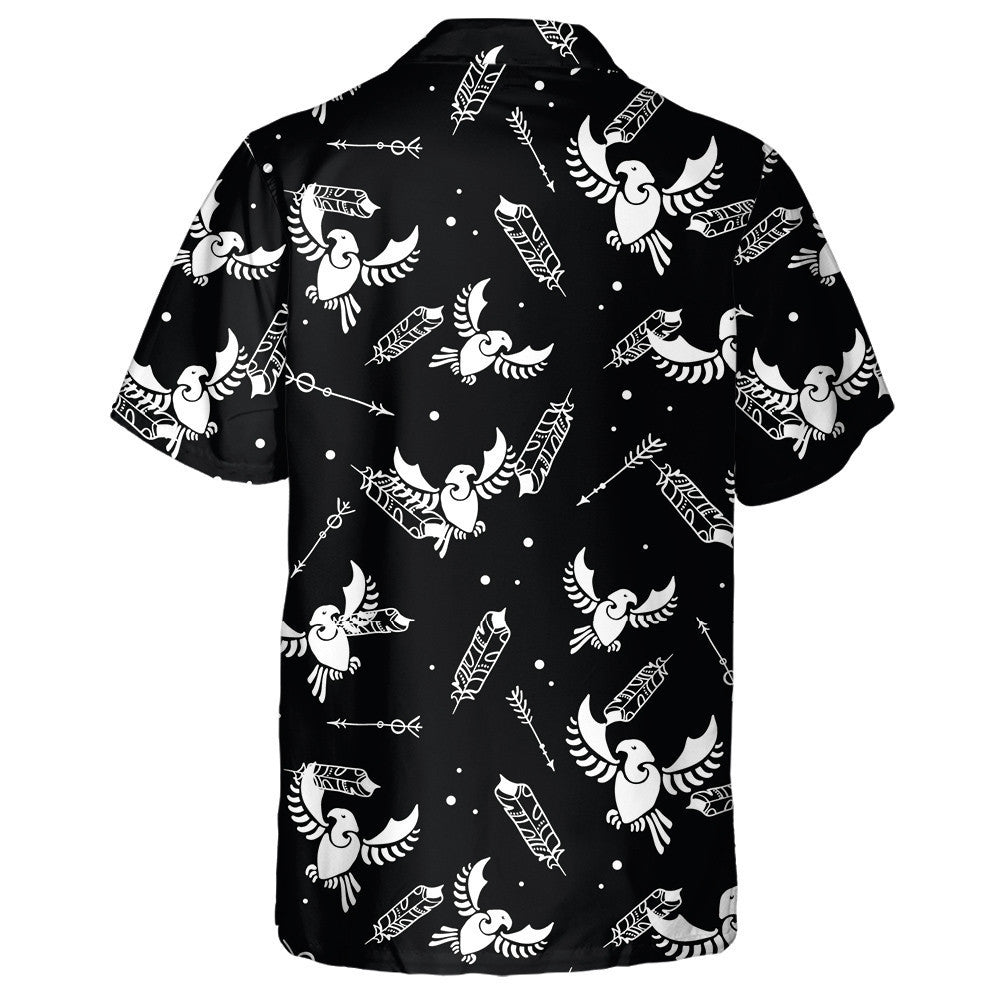 Tribal Arrows And White Eagle On Black Background Hawaiian Shirt, Hawaiian Shirt Gift, Christmas Gift