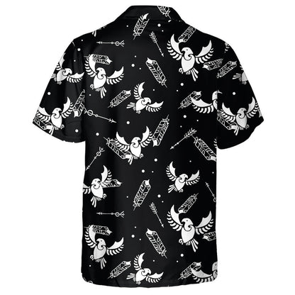 Tribal Arrows And White Eagle On Black Background Hawaiian Shirt, Hawaiian Shirt Gift, Christmas Gift