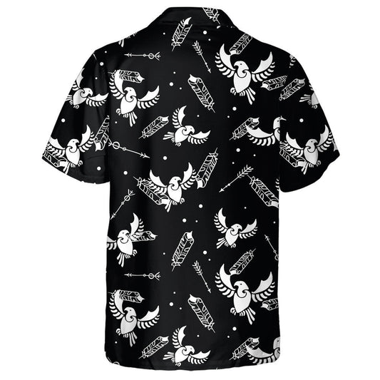 Tribal Arrows And White Eagle On Black Background Hawaiian Shirt, Hawaiian Shirt Gift, Christmas Gift